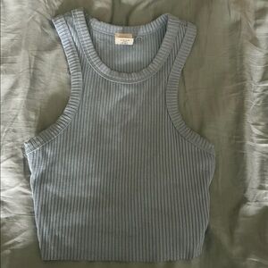 Ribbed Blue Crop Top